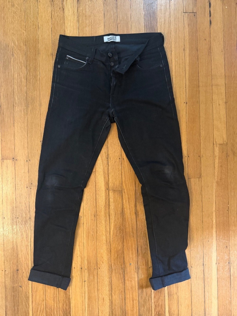 Naked & Famous Super Guy - Black Cobra Stretch in 31